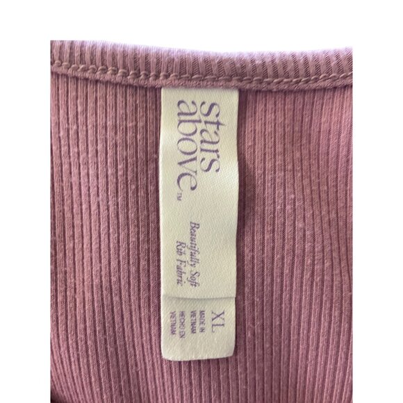Stars Above Ribbed Slip Dress Pink Size XL Minimalist Cottage Retro Casual Cozy - Picture 4 of 13